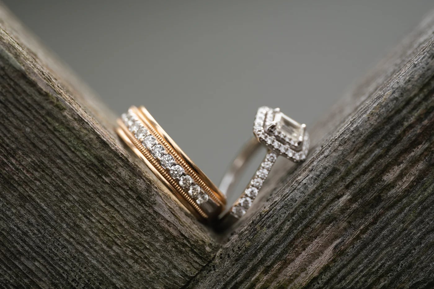 Portraits in the garden, including the rings and their hands
