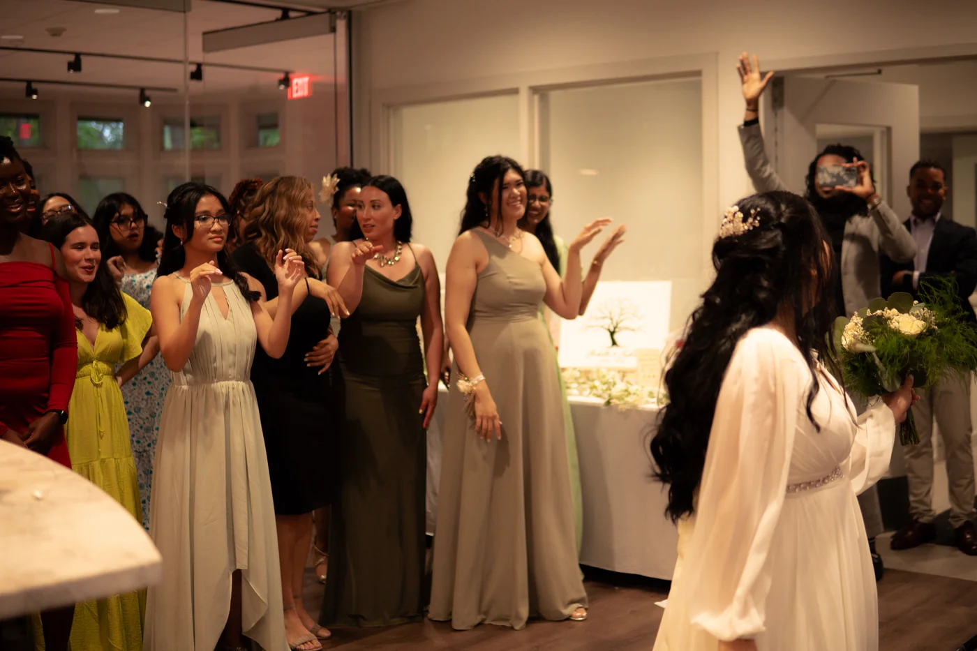 The cake and the bouquet toss