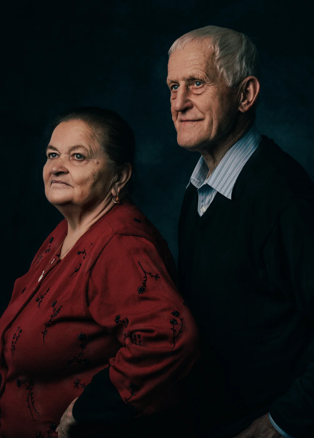 Studio portrait on a dark backdrop